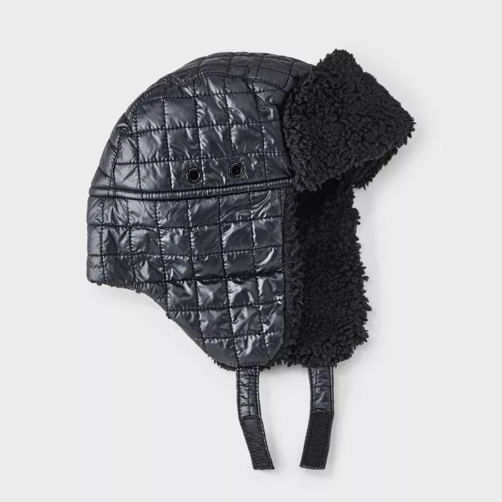 Kids' Quilted Trapper Hat Ushanka Earflaps Water Resistant Soft Shearling Lining